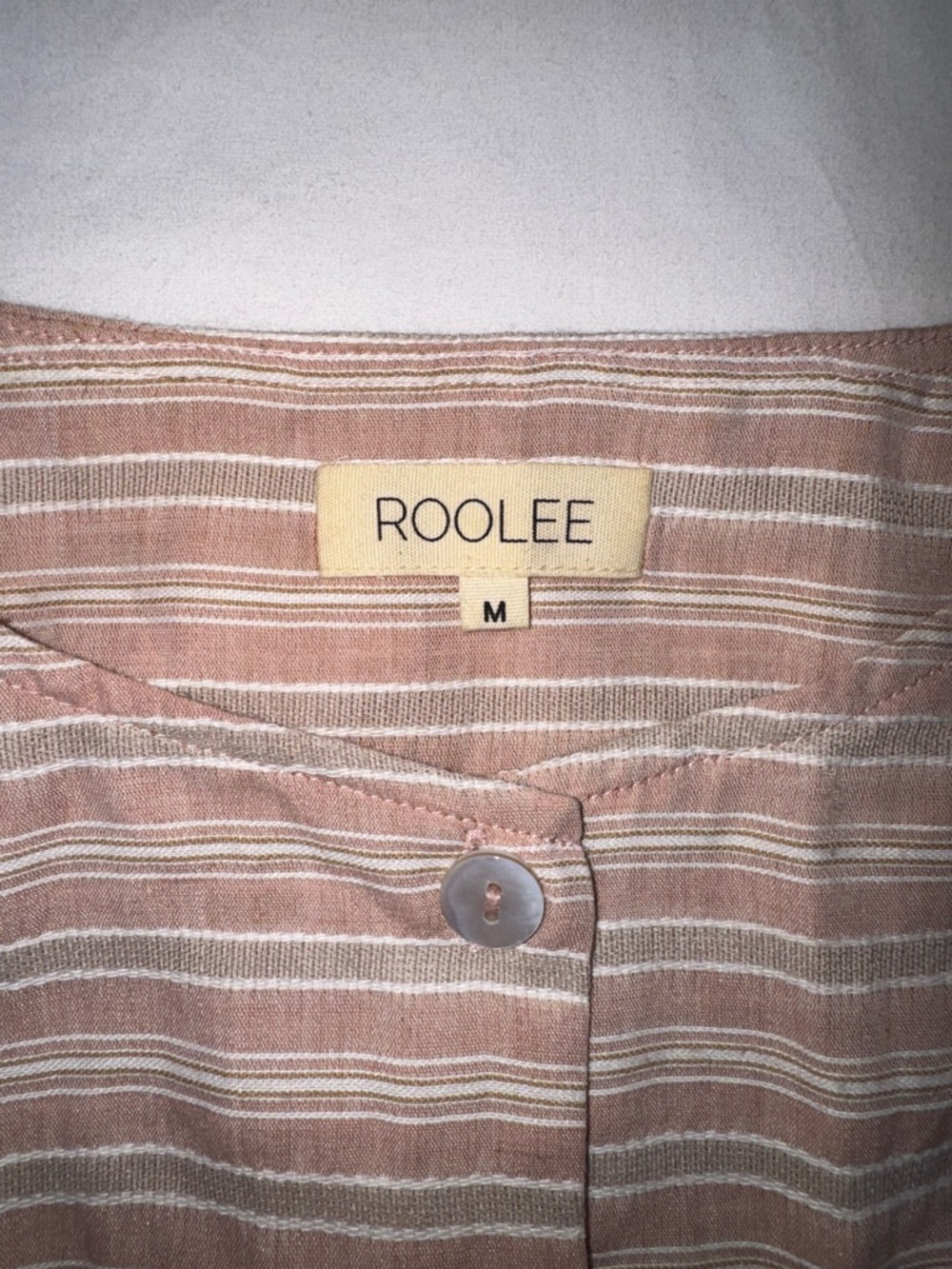 ROOLEE Pink Striped Button-Front Blouse M - Picture 2 of 5